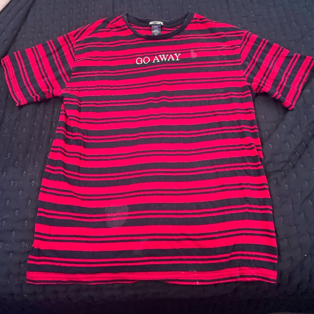 “Go away” red and black grunge tee from Hot Topic